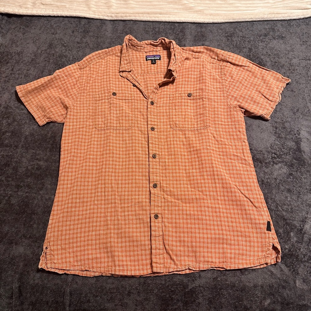 Patagonia Men's Orange Plaid Casual Shirt